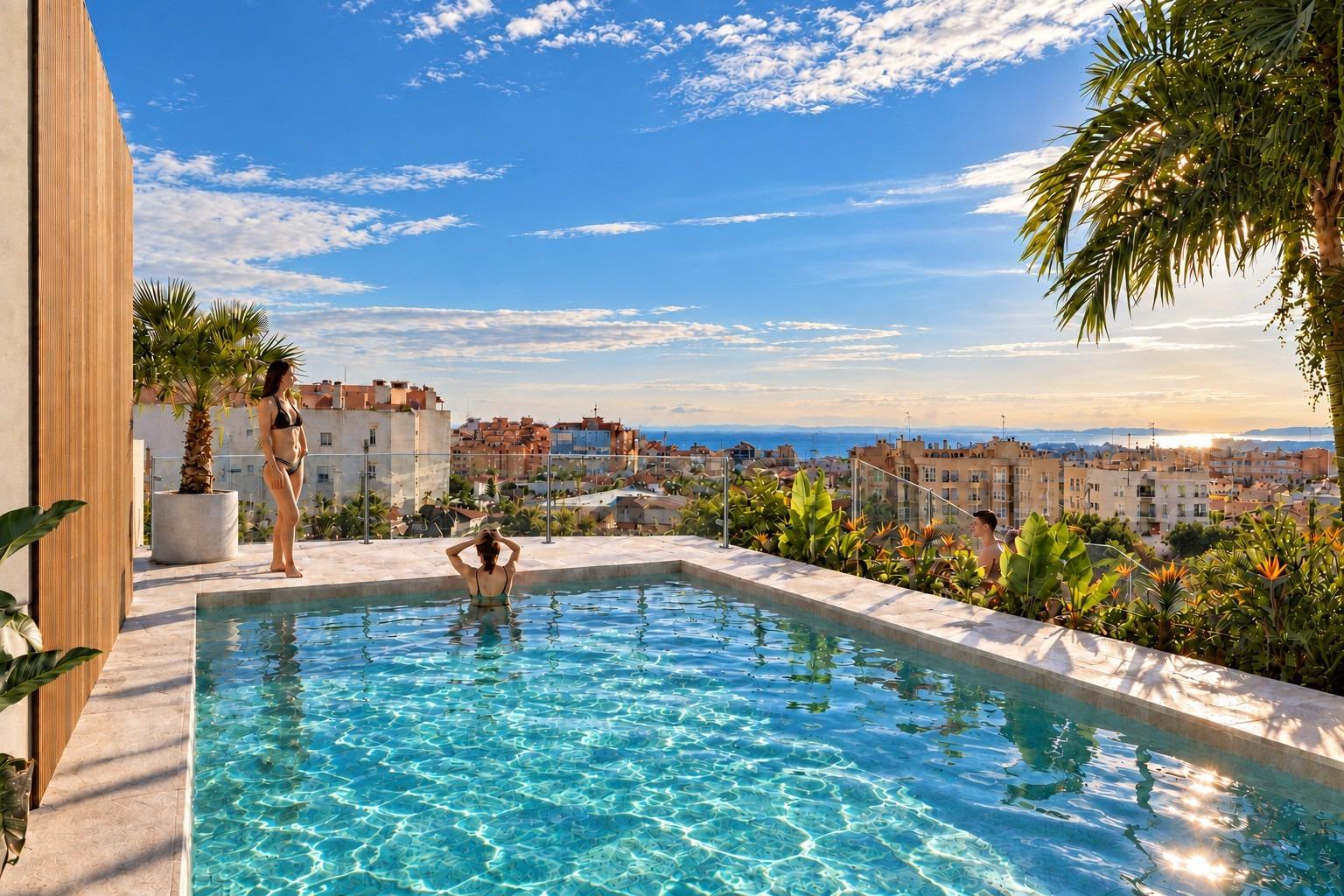 Xavia listing rendering of the rooftop pool in central Santa Pola